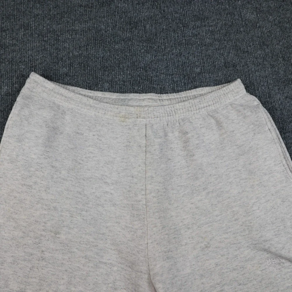 Vintage Team USA Olympic Sweat Shorts Mens Heather Gray Fleece Embroidered Rings
